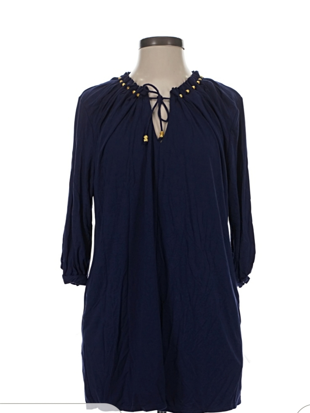 La Blanca Navy Tie-Neck Embellished Women's Beach Dress